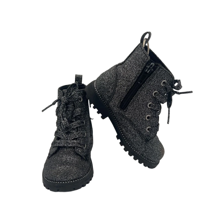 Zip + Lace Up Boots / Glittery
