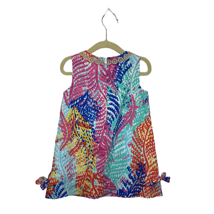 Sleeveless Shift Dress / Leaf Pattern