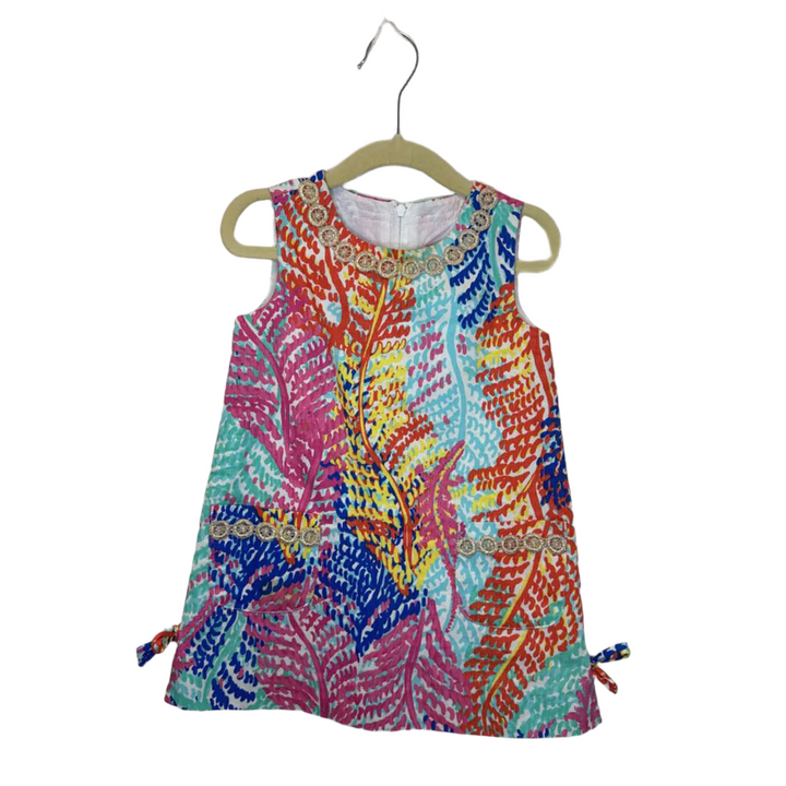 Sleeveless Shift Dress / Leaf Pattern