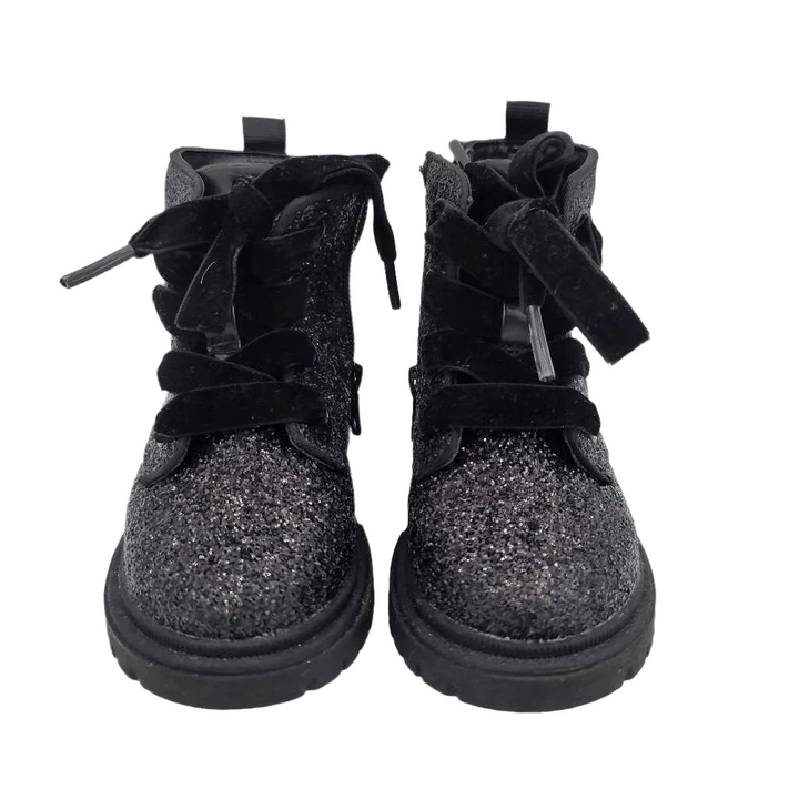 Zip + Lace Up Boots / Glittery