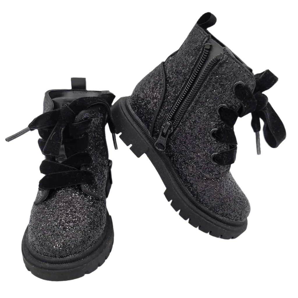 Zip + Lace Up Boots / Glittery