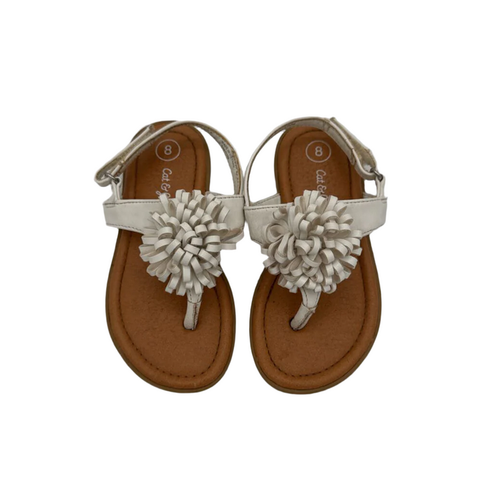 Velcro Strap Sandals/White Flower