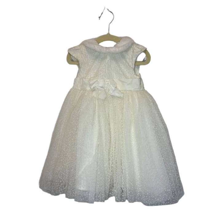 Caped Sleeve Faux Fur Collar Dress