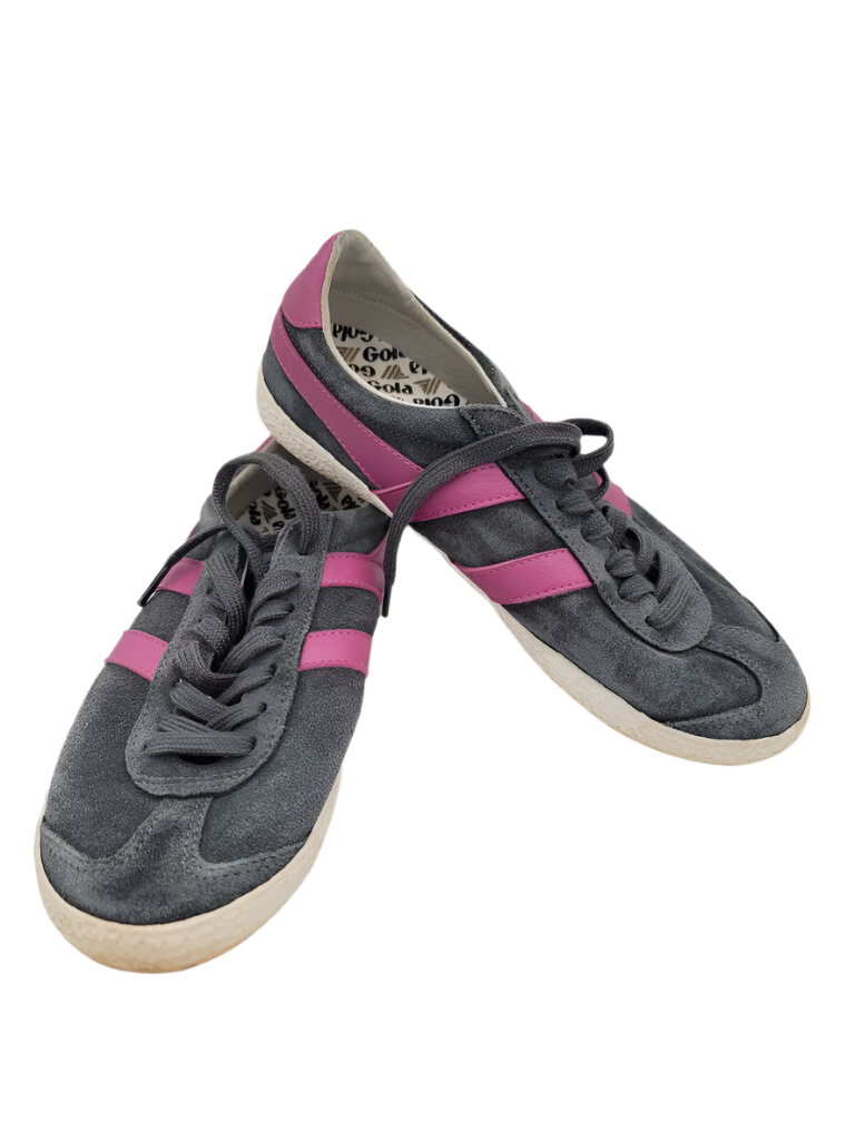 Lace Up Sneakers/Purple Stripes