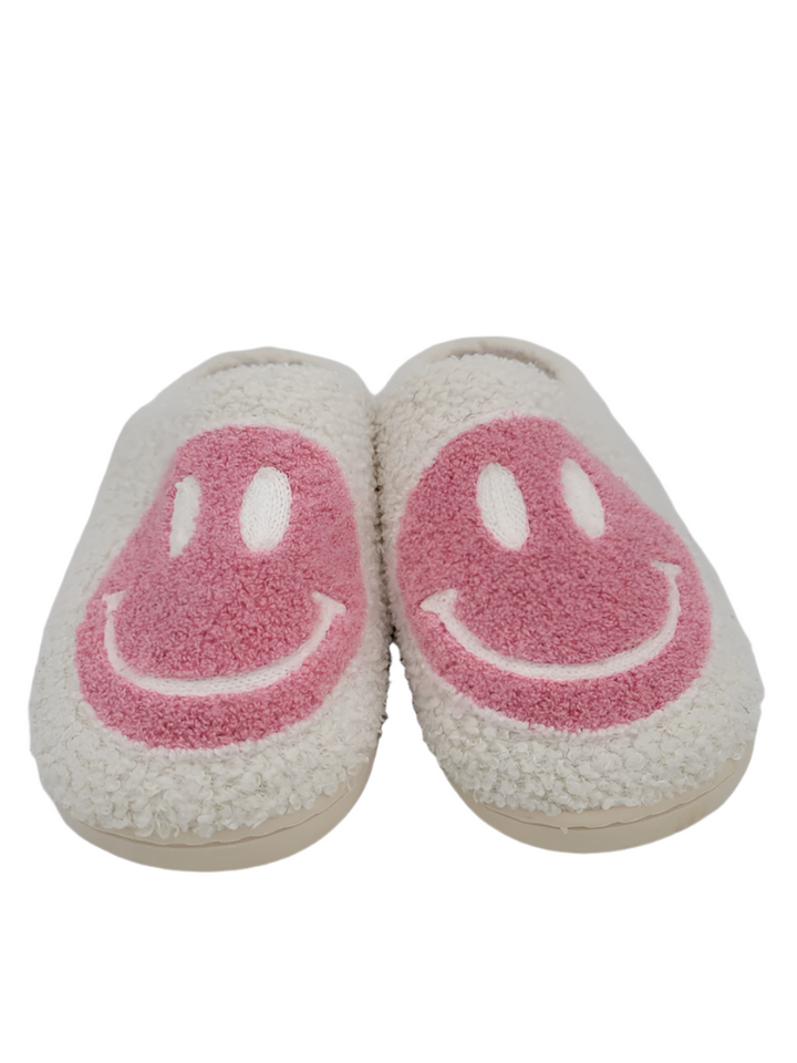 Fuzzy Smiley Face Slippers