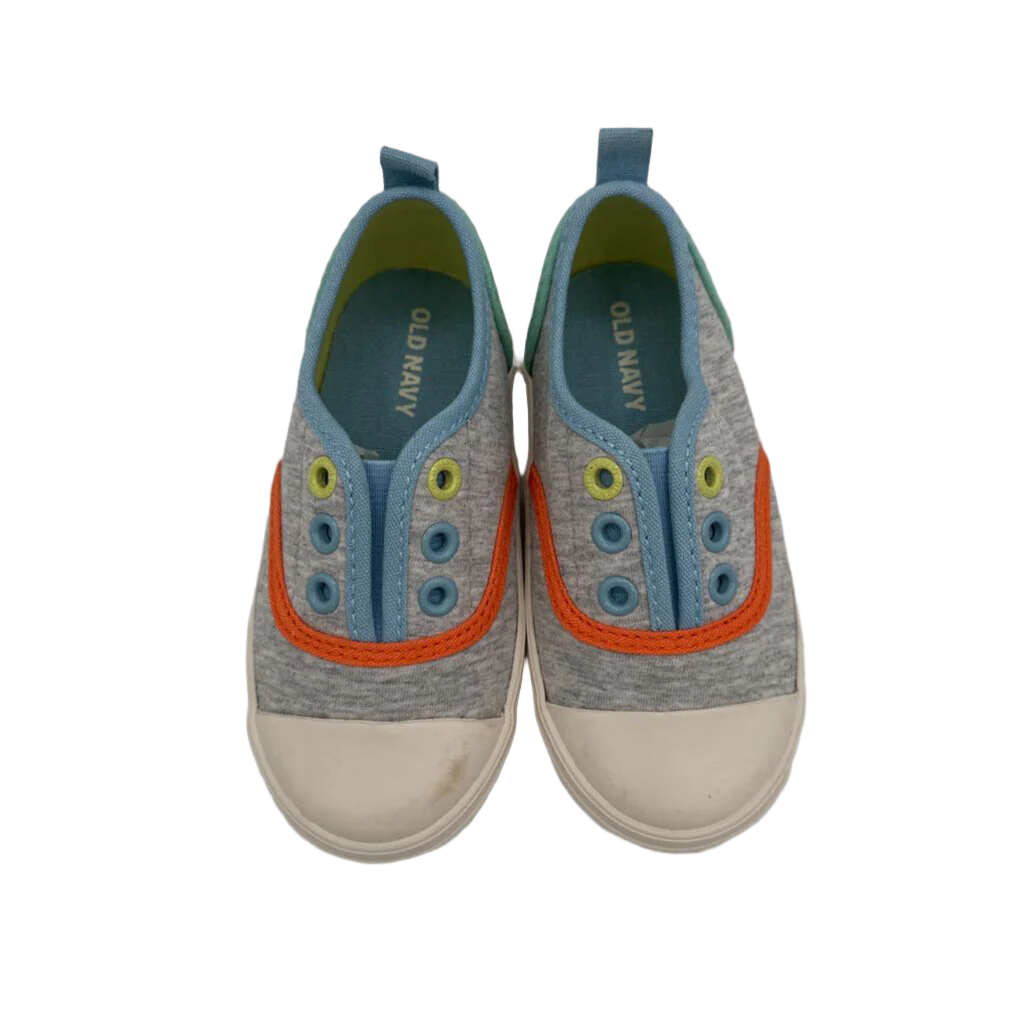 Slip On Sneakers / Orange Blue Stripes
