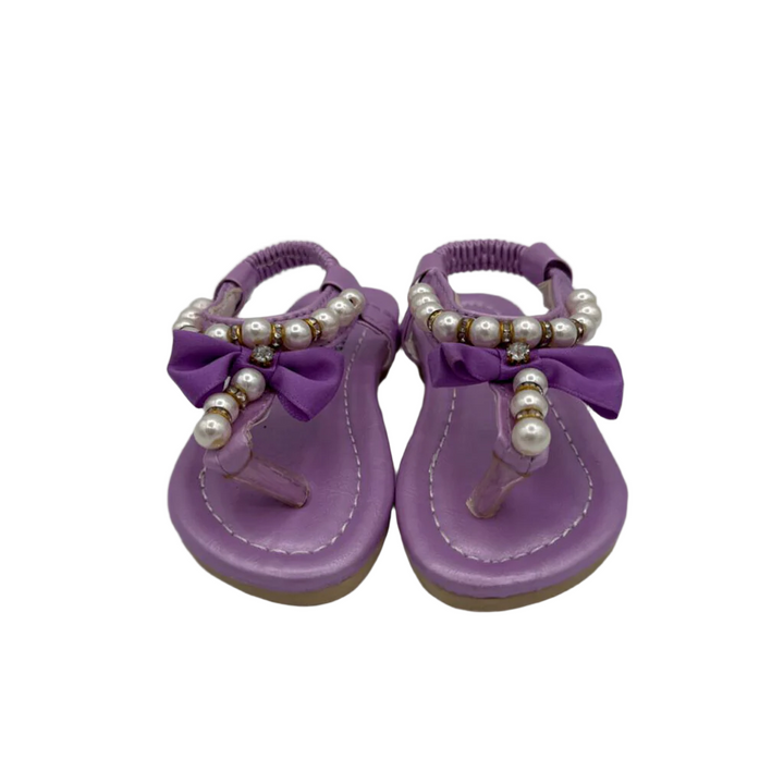 Elastic Sandals w/Pearls