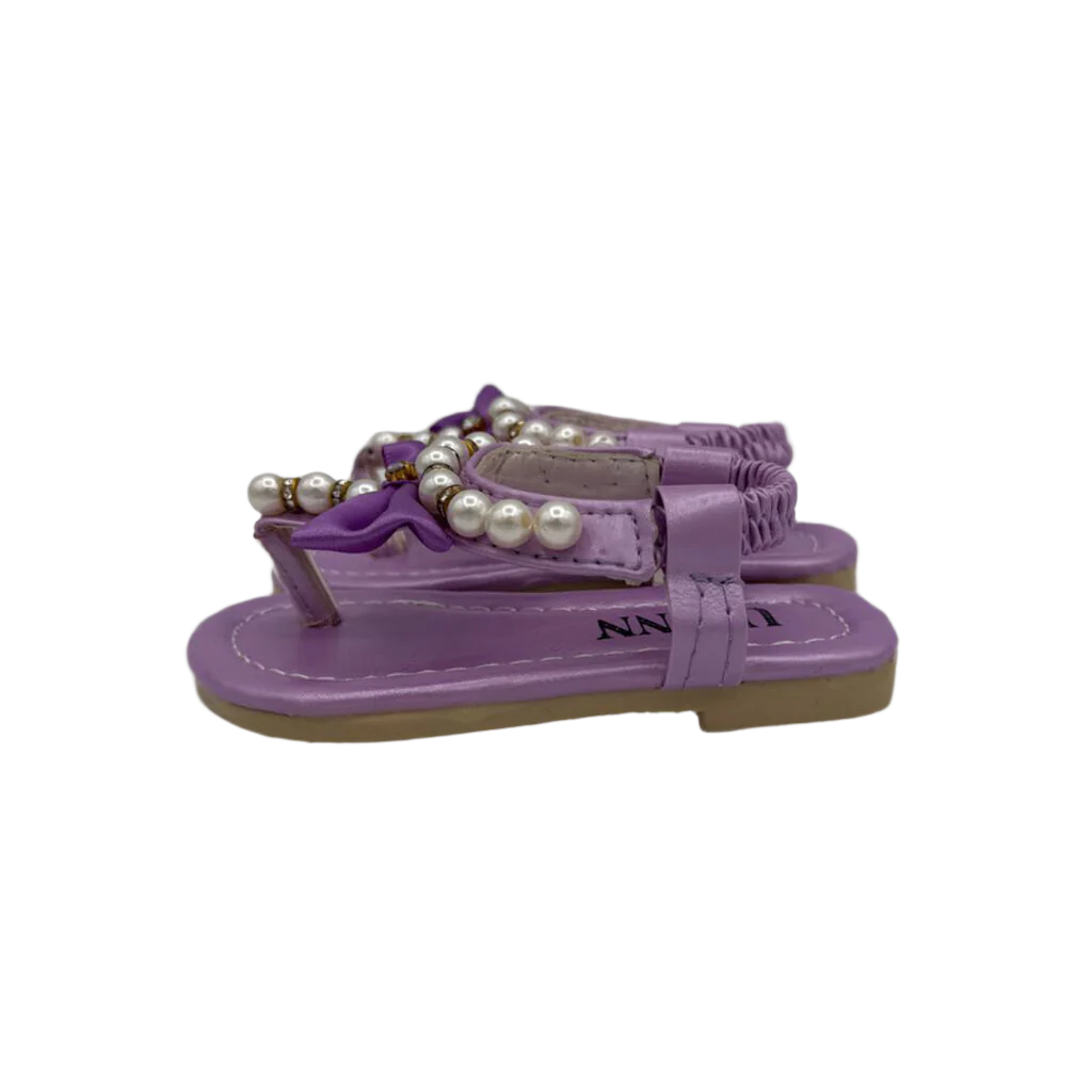 Elastic Sandals w/Pearls