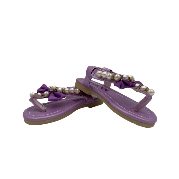 Elastic Sandals w/Pearls