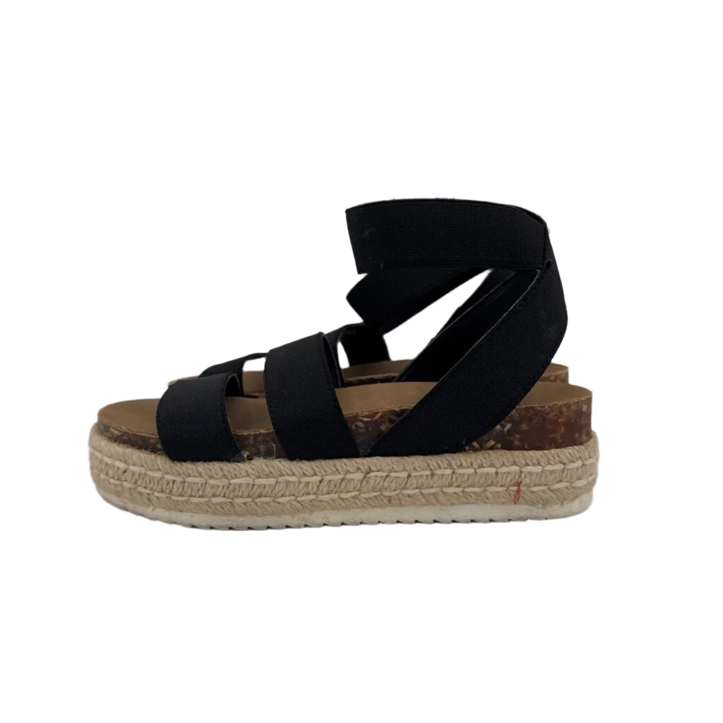 Elastic Strap Wedge Sandals