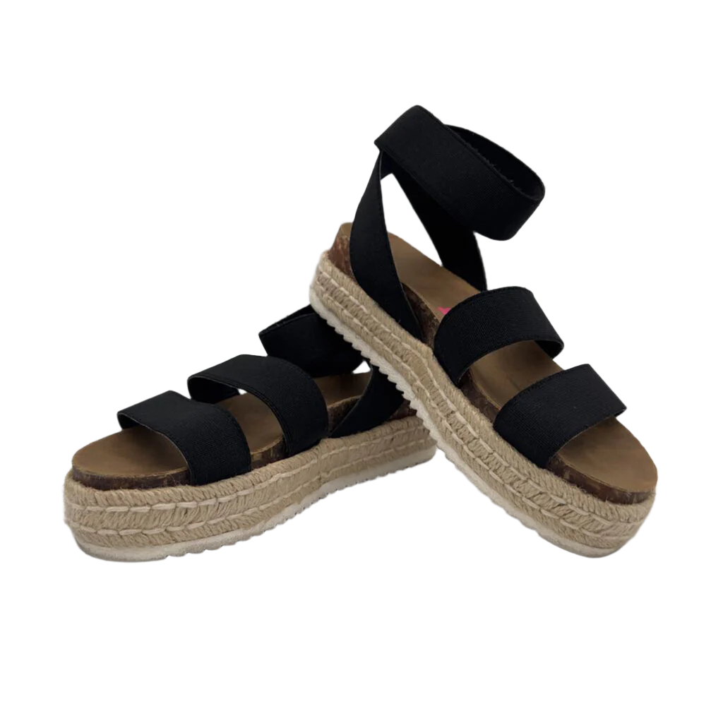 Elastic Strap Wedge Sandals