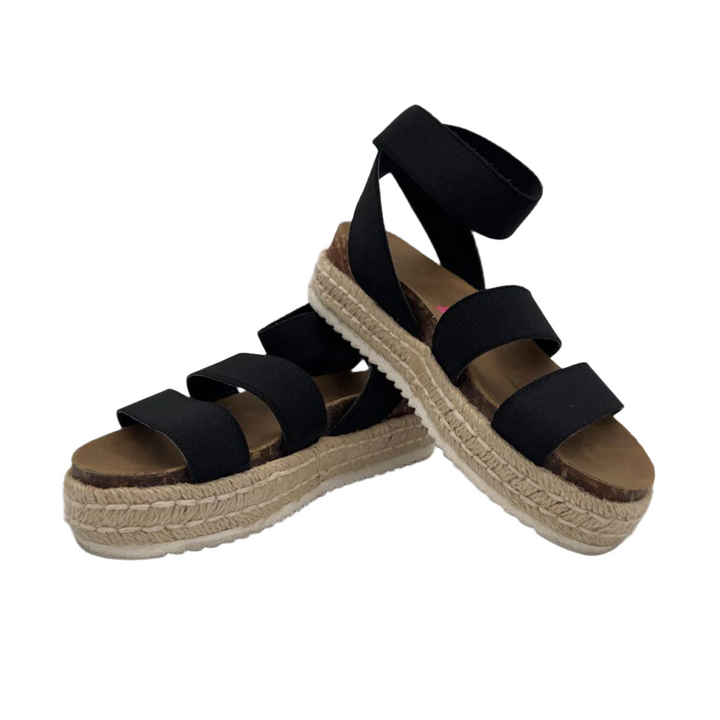 Elastic Strap Wedge Sandals