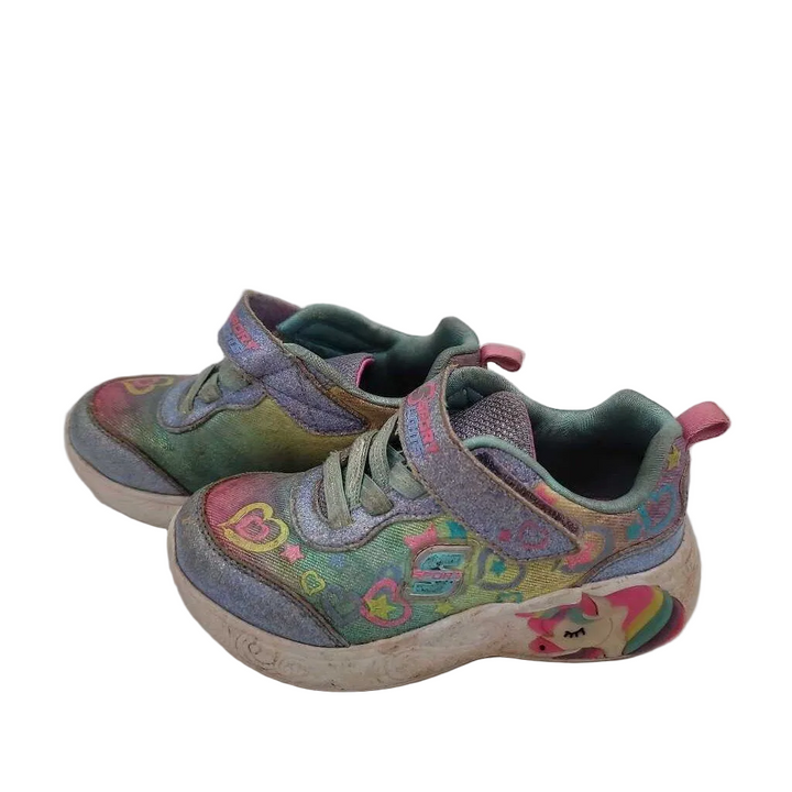 Velcro Sneakers / Unicorn + Hearts