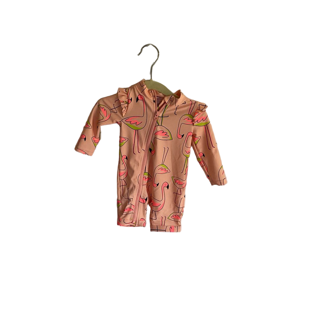 LS One Piece Bathing Suit / Flamingos
