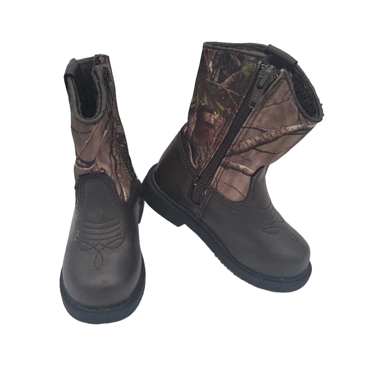 Zip Up Camo Boots