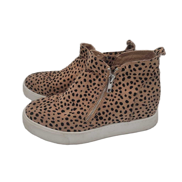 Zip Up Wedge Sneakers / Leopard