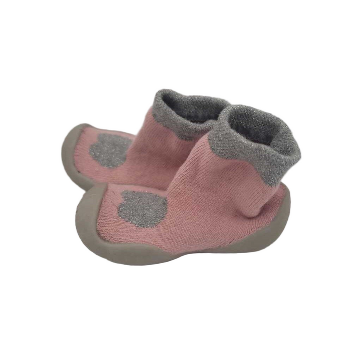 Slip on Sock Shoes/Silver Heart