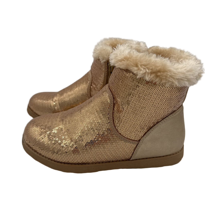 Zip Up Fur Lined Sequin Boots