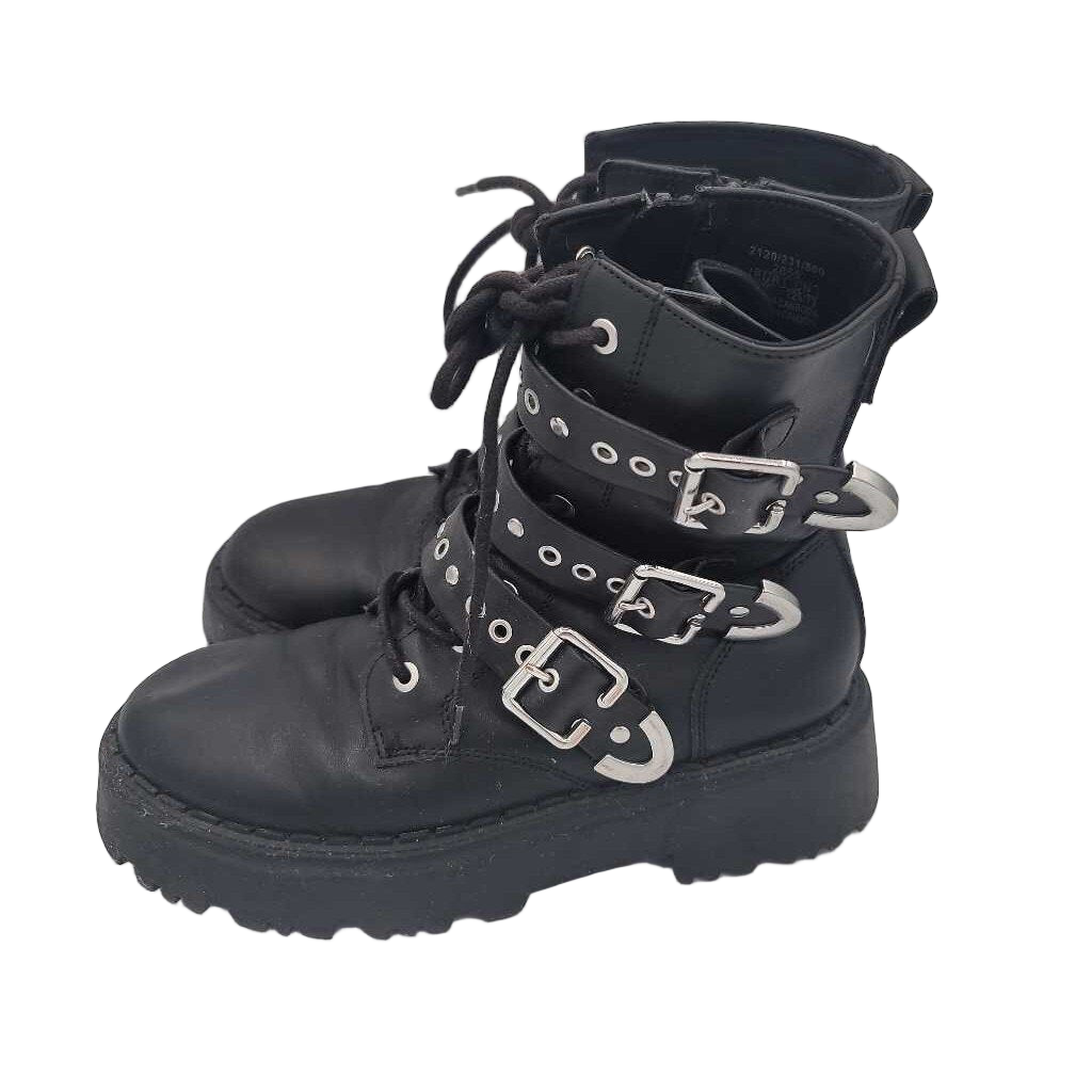 Lace Up Buckle Calf Boots