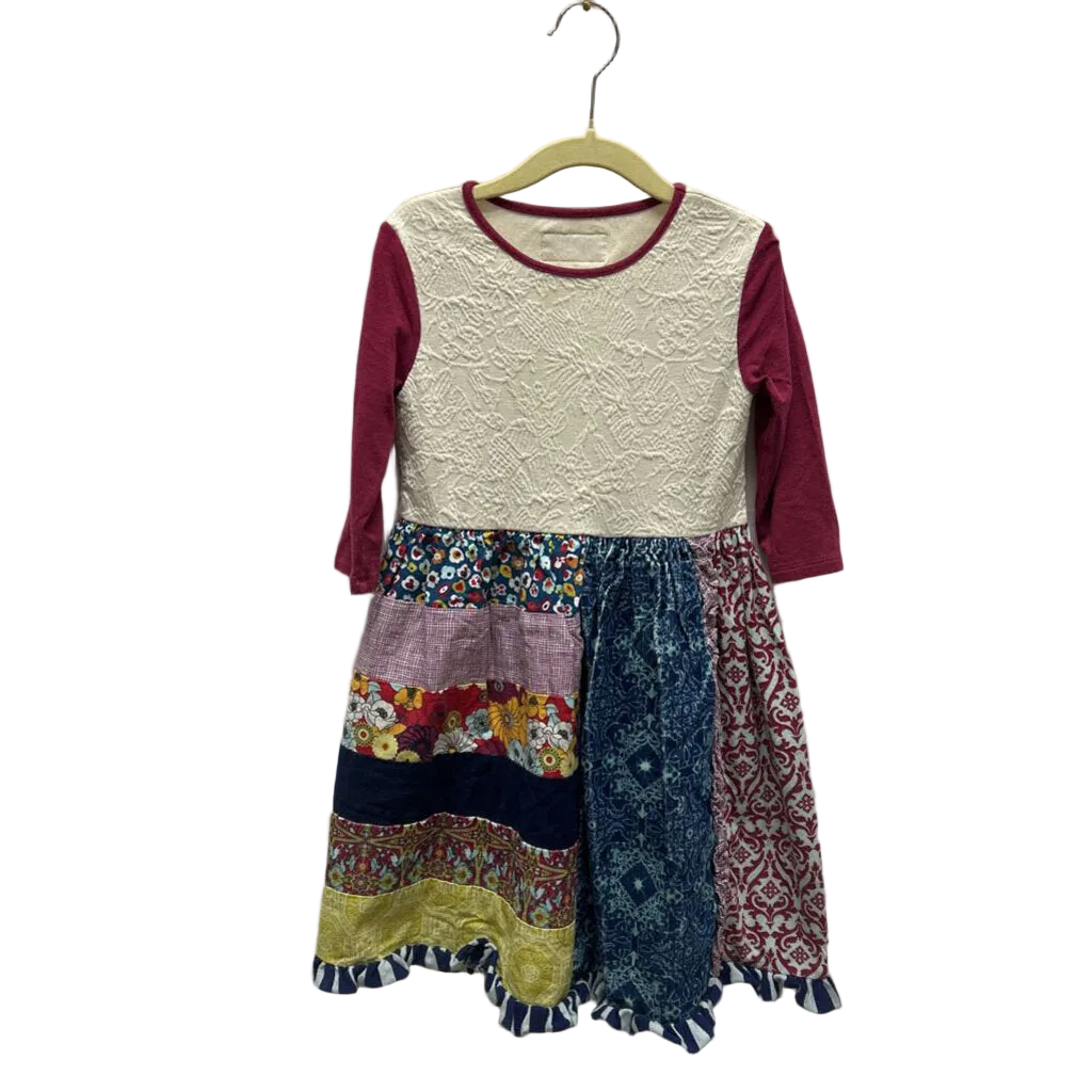 Qtr Sleeve Multi Pattern Dress