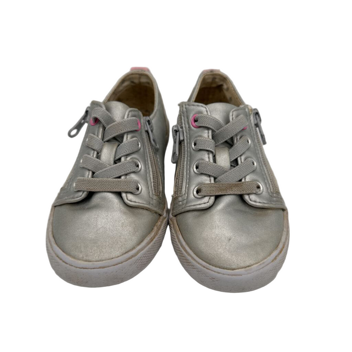 Slip on Tennis Shoes/Zip Side/Metallic
