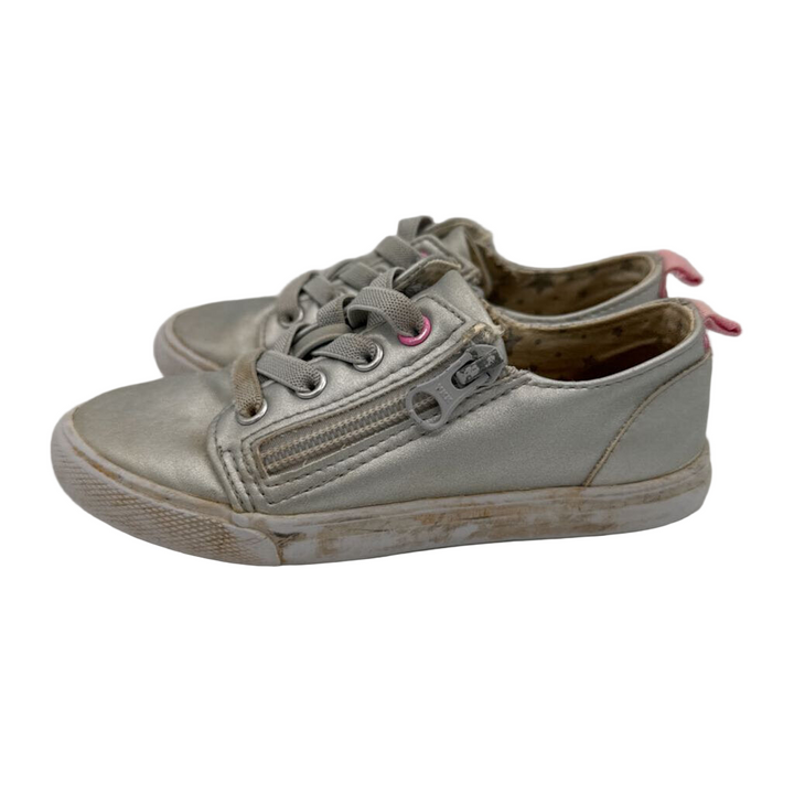 Slip on Tennis Shoes/Zip Side/Metallic