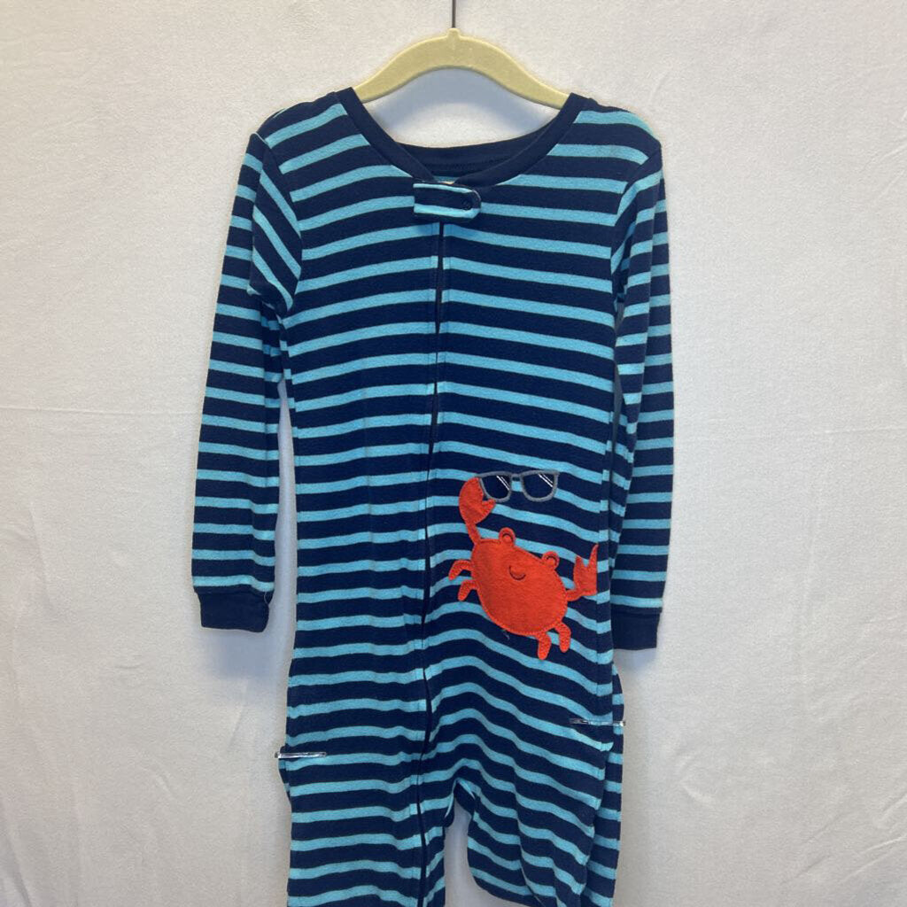 LS Footless Onesie / Striped + Crasb