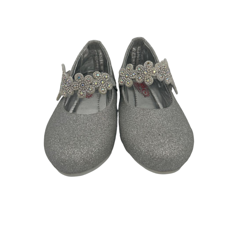Slip on Dress Shoes/Velcro/Silver Glitter
