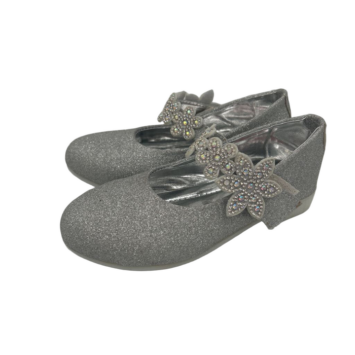 Slip on Dress Shoes/Velcro/Silver Glitter