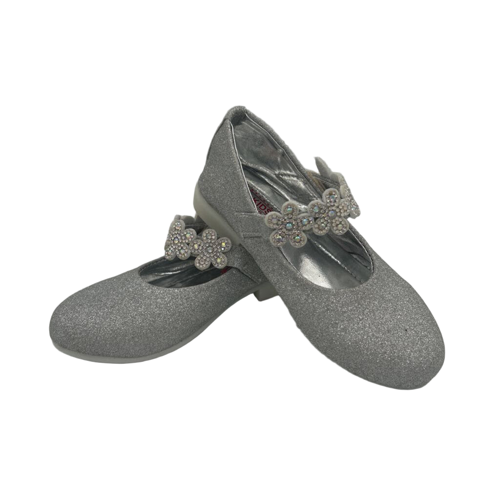 Slip on Dress Shoes/Velcro/Silver Glitter