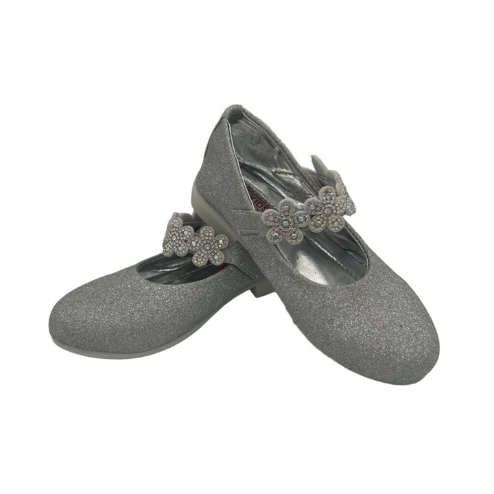 Slip on Dress Shoes/Velcro/Silver Glitter