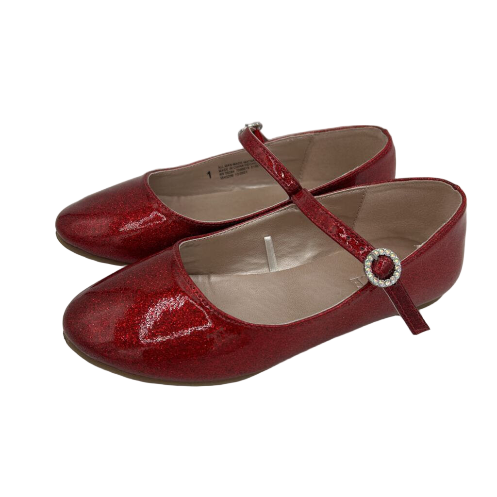 Slip on Flats/Buckle/Red Glitter