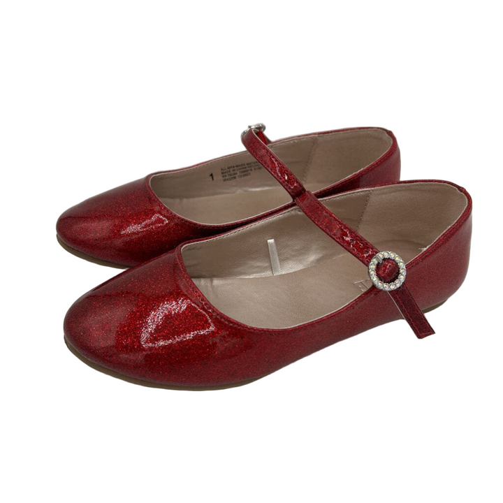 Slip on Flats/Buckle/Red Glitter