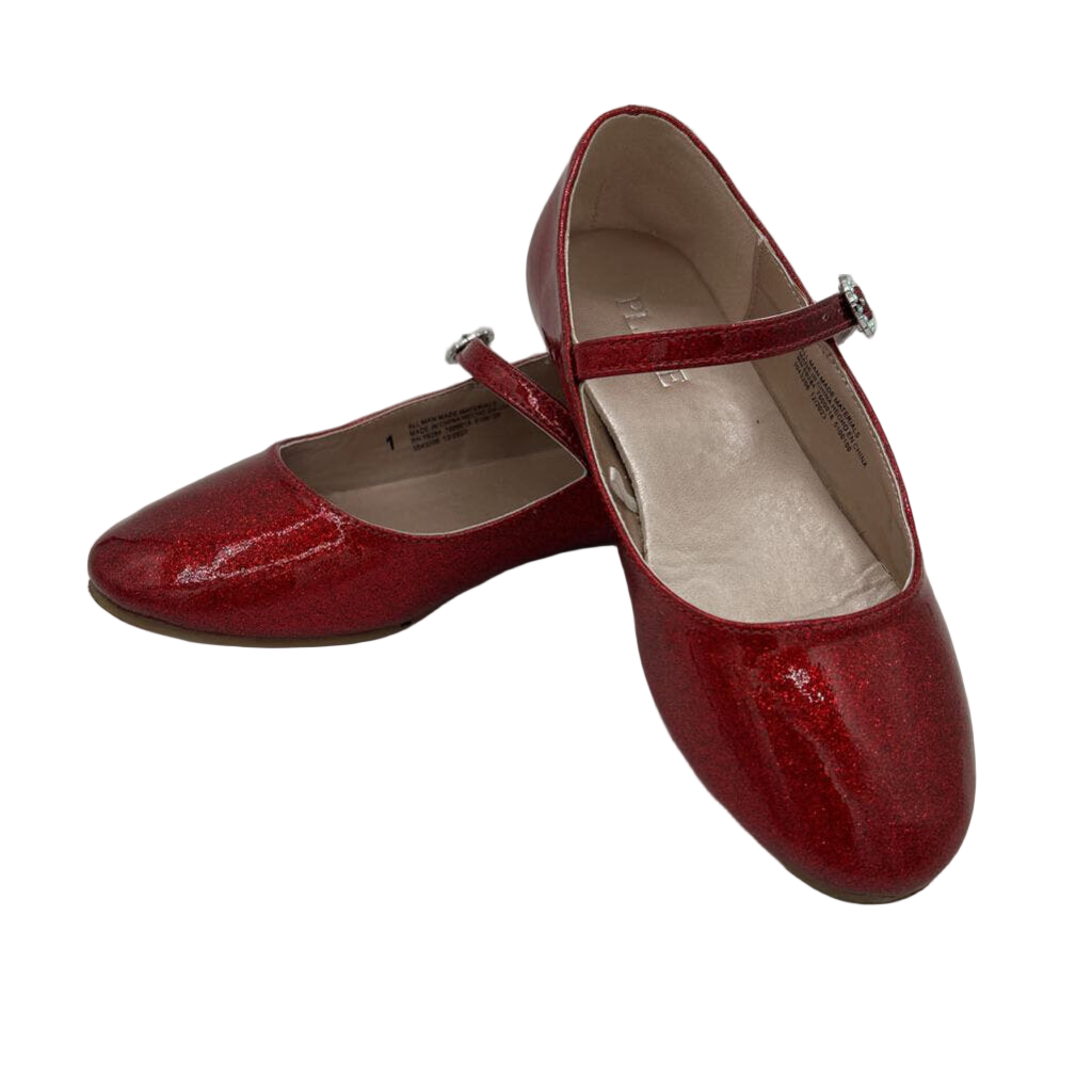 Slip on Flats/Buckle/Red Glitter
