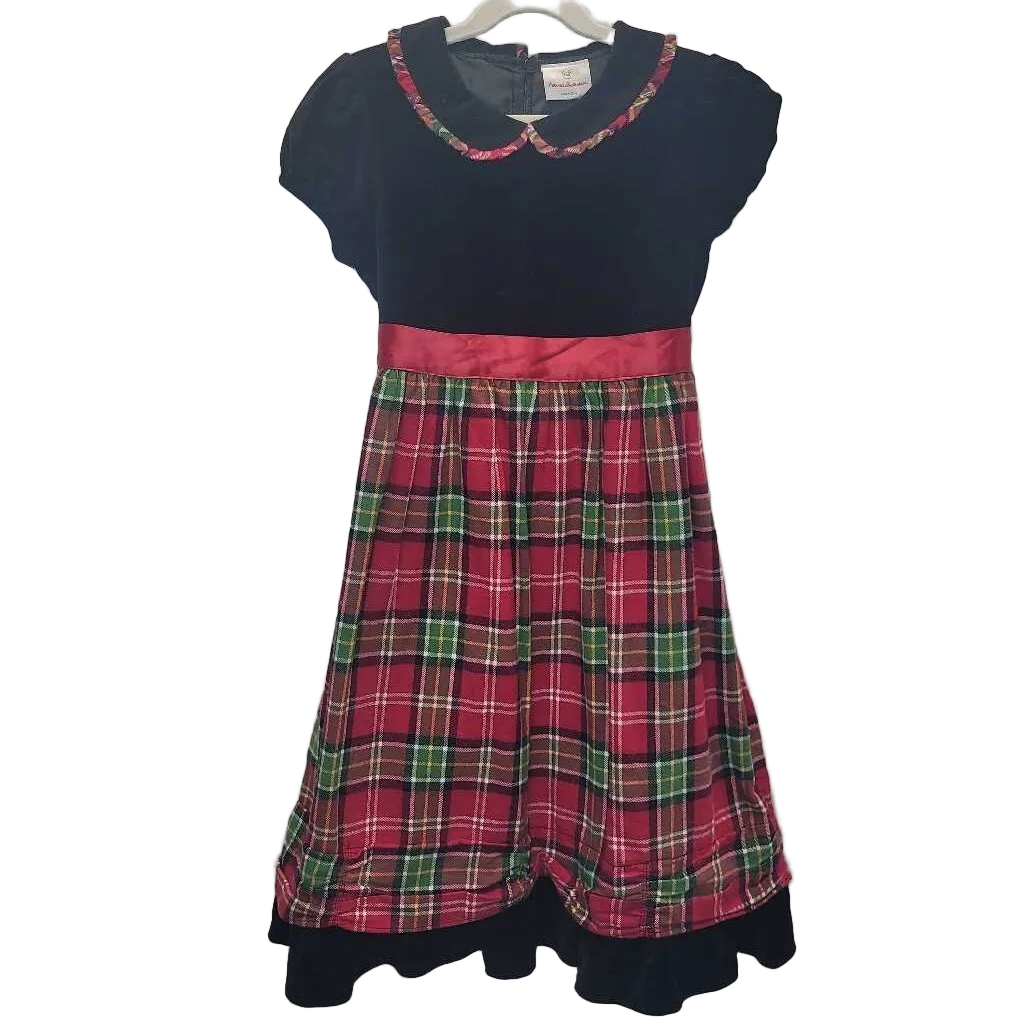 SS Peter Pan Collar Dress/ Velvet/Plaid