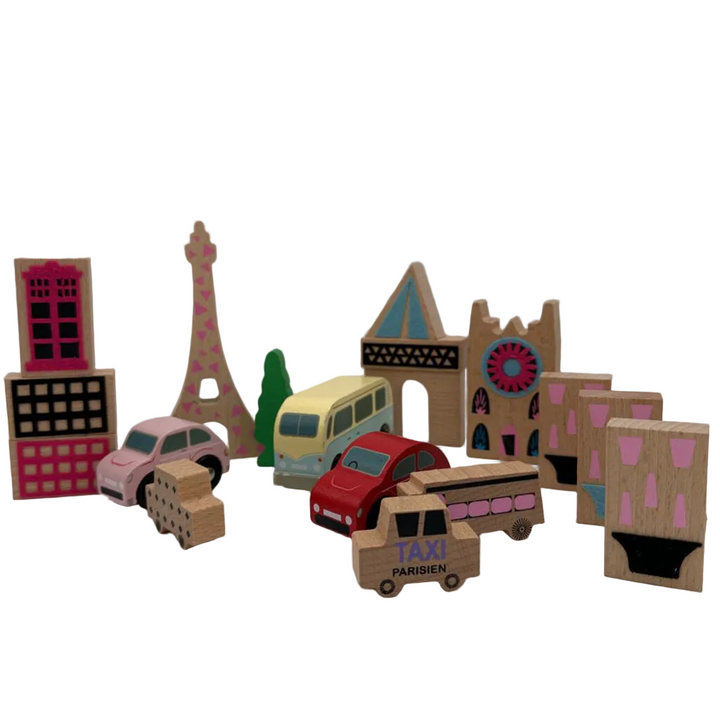 Wood Cars and Buildings
