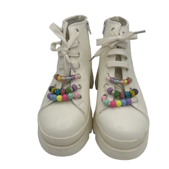 Platform Boots/ Lace Up / Beads