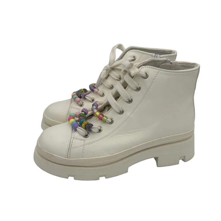Platform Boots/ Lace Up / Beads