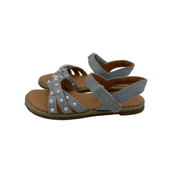 Strap Sandals with Pearls/Velcro