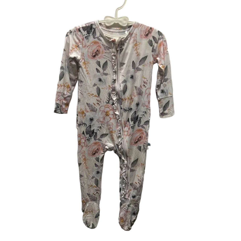 Footed Zip Up Onesie/Roses