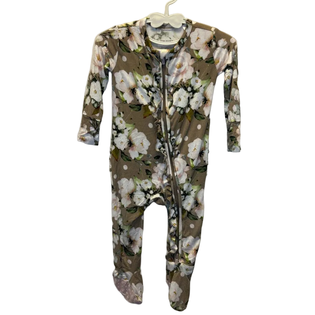 LS Footed Onesie / Flowers