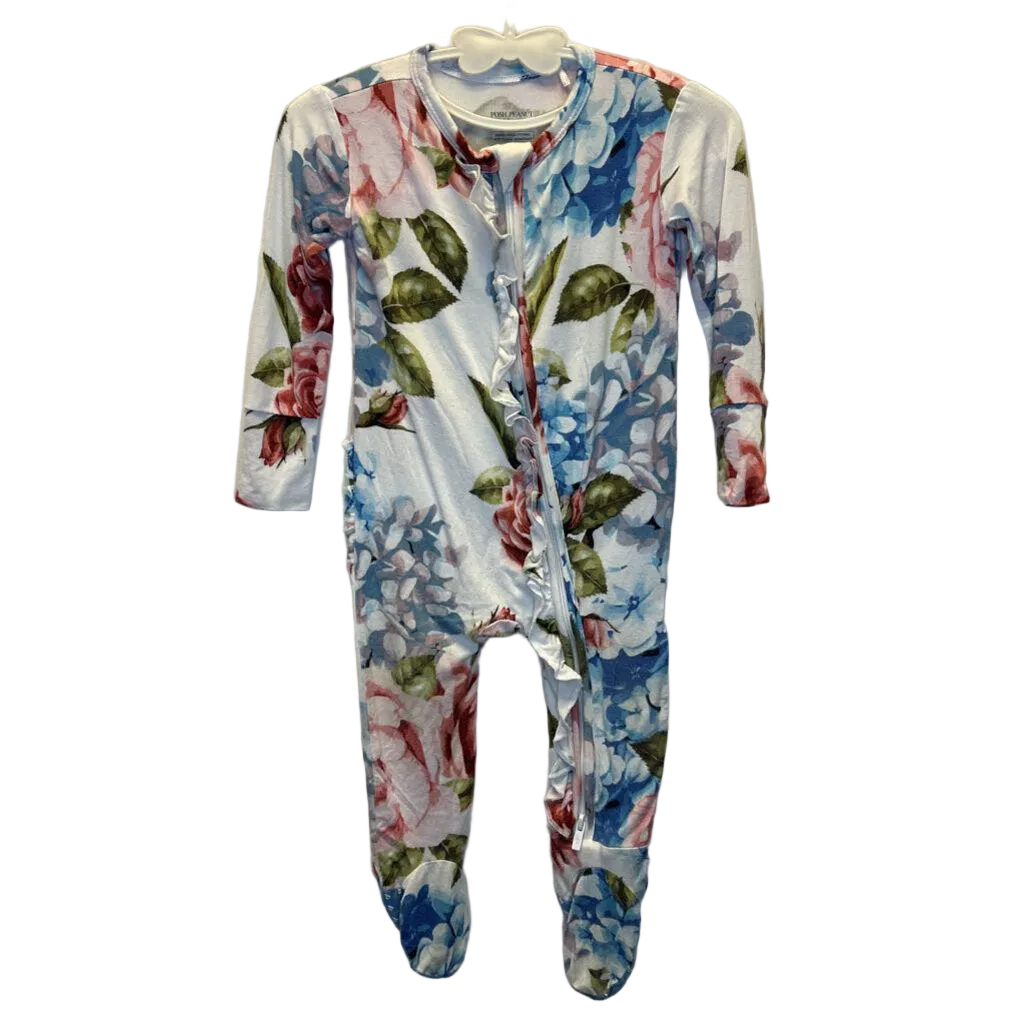 LS Footed Onesie / Flowers