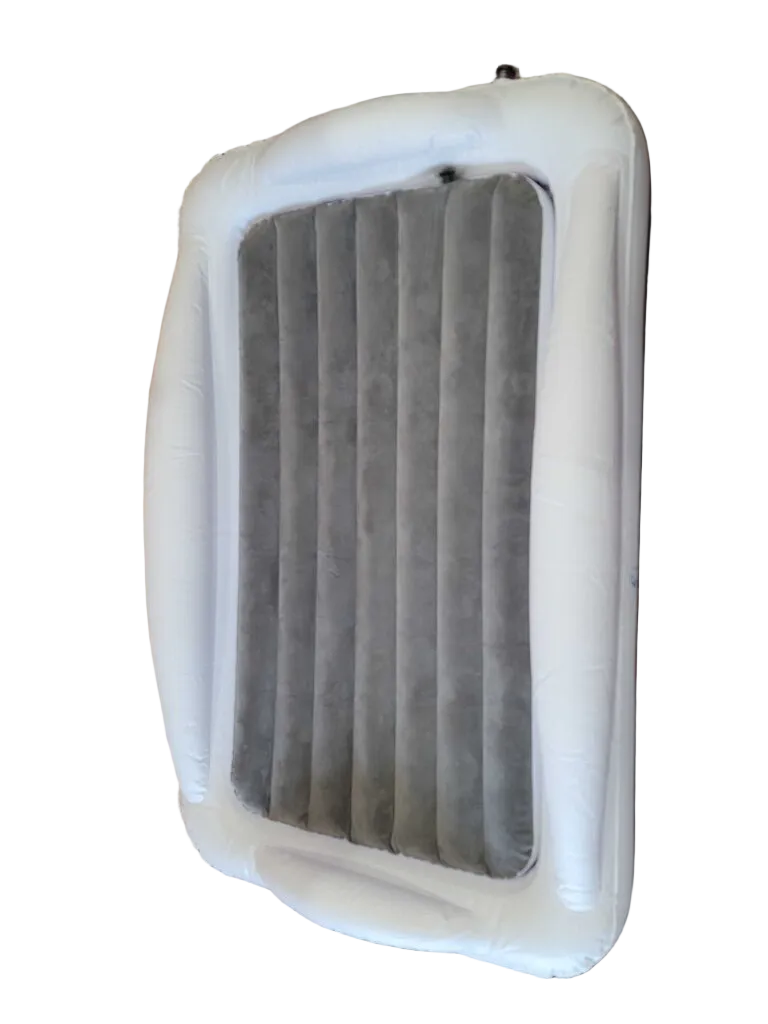 Inflatable Toddler Travel Bed/Safety Bumpers/Fits under Slumber Pod/blow up machine & Repair Patch