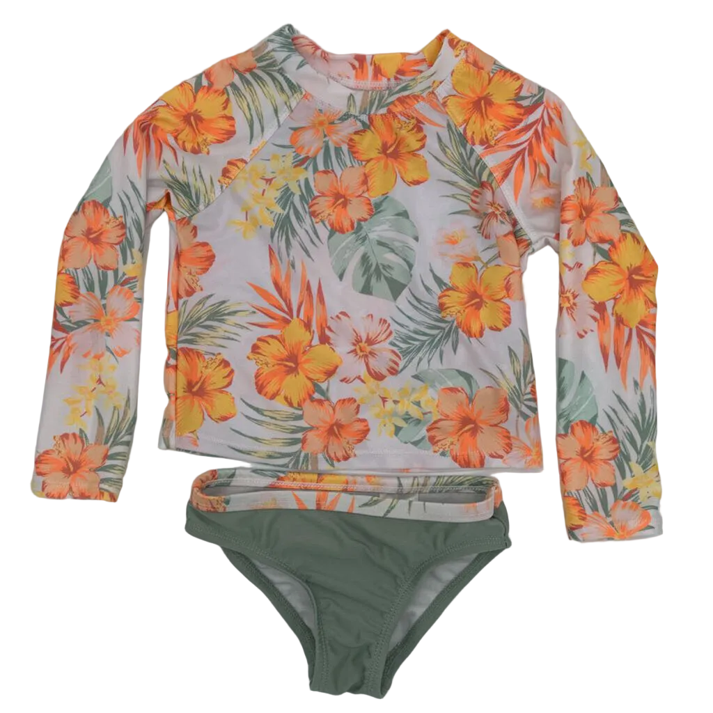 LS Rash Guard & Swim Bottoms / Hibiscus