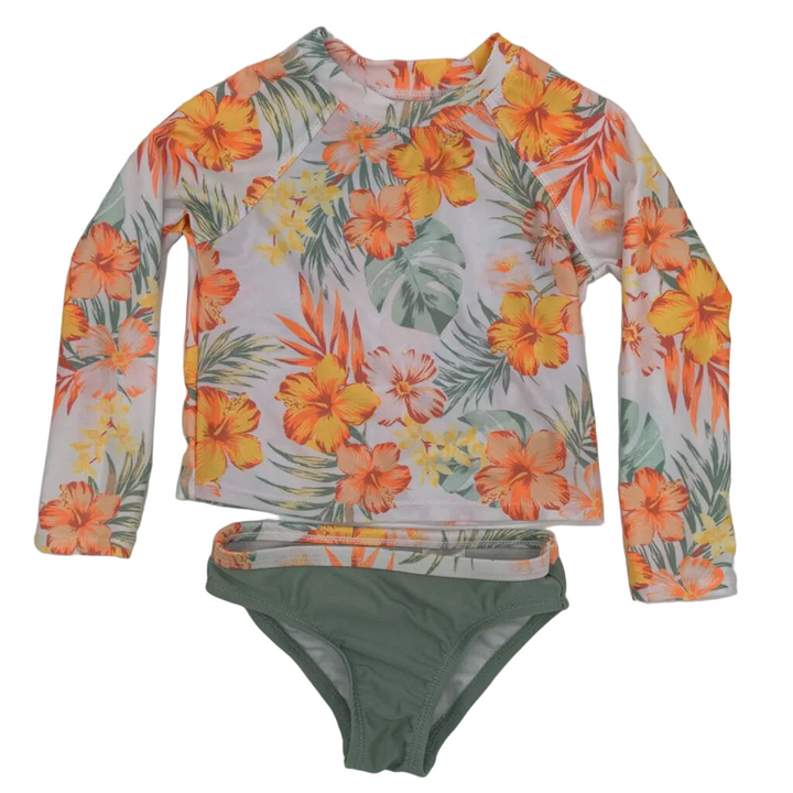 LS Rash Guard & Swim Bottoms / Hibiscus