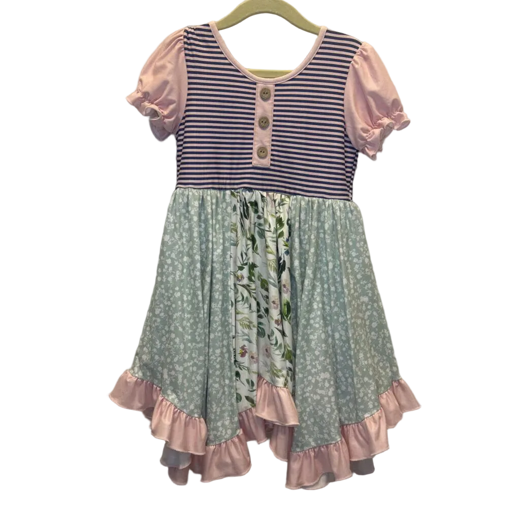SS Twirl Dress / Striped/Floral