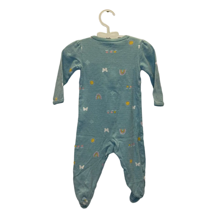 LS Footed Onesie / Rainbow + Butterflies