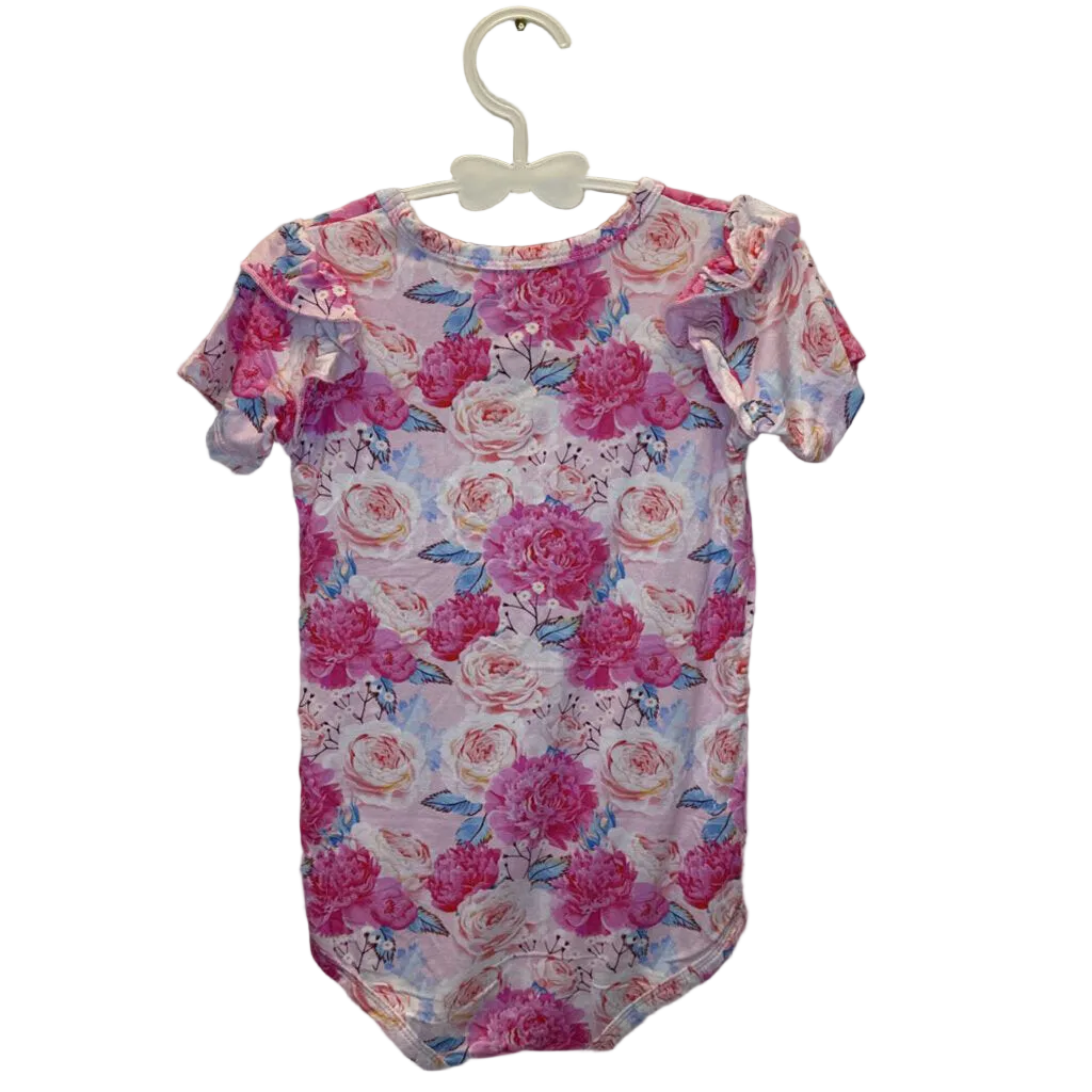 Ruffle Sleeve Onesie / Flowers