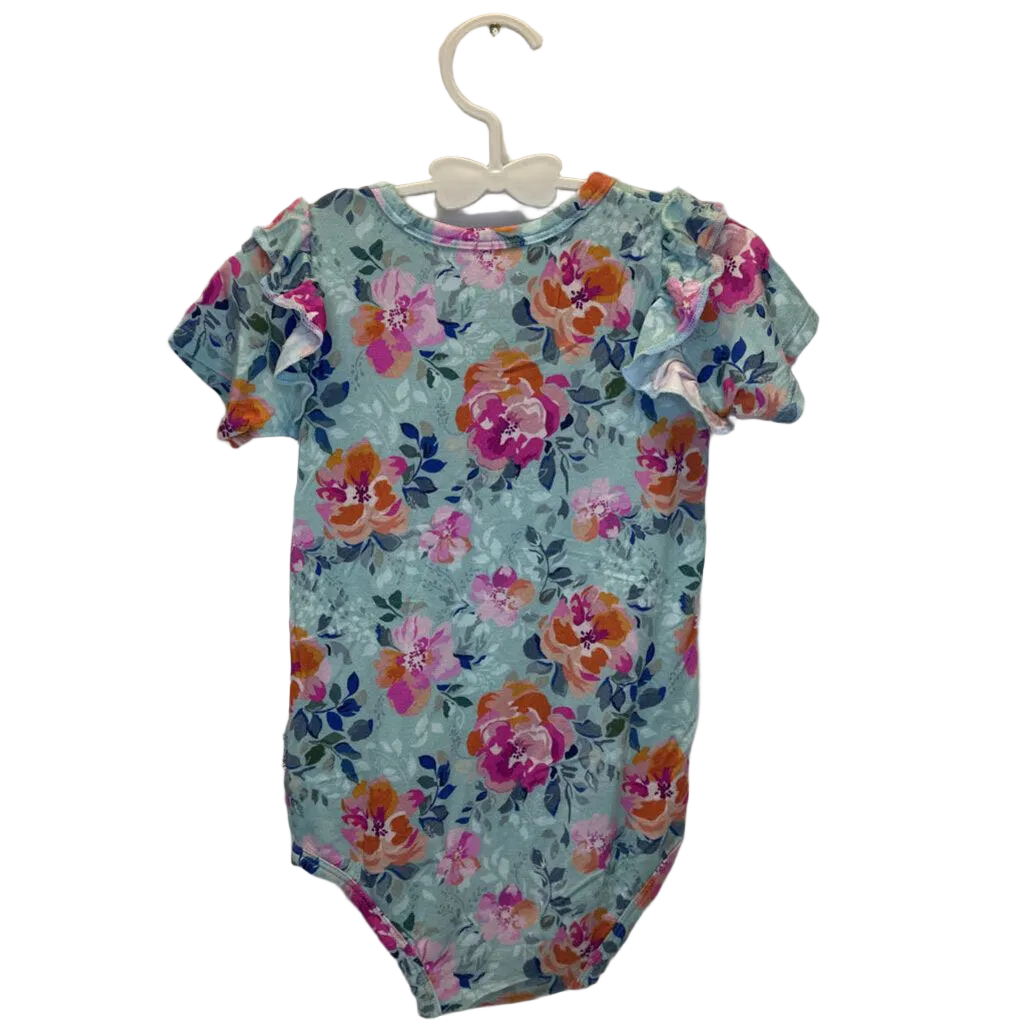 Ruffle Sleeve Onesie / Flowers
