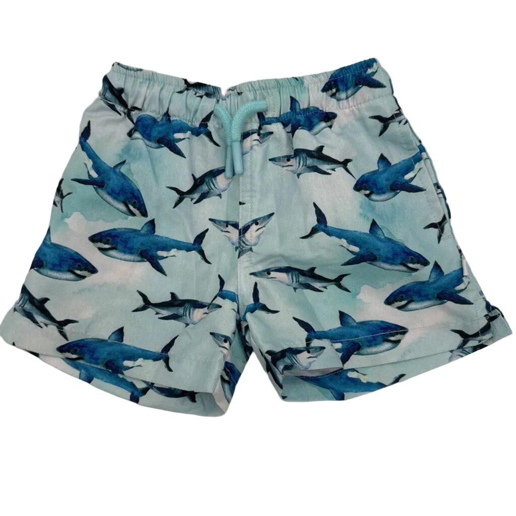 Elastic Waist Swim Trunks / Sharks